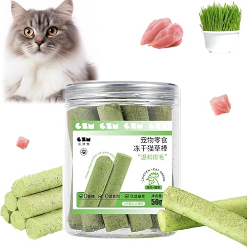 Cat Grass Teething Stick, Cat Grass Chew Sticks, Cat Grass Teething Sticks for Indoor Cats, Cat Teeth Cleaning Cat Grass Sticks, Natural Grass Molar Rod Cat Chew Stick Toy Teeth Cleaner (10PCS) von MoliseMeotans