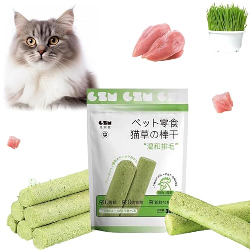 Cat Grass Teething Stick, Cat Grass Chew Sticks, Cat Grass Teething Sticks for Indoor Cats, Cat Teeth Cleaning Cat Grass Sticks, Natural Grass Molar Rod Cat Chew Stick Toy Teeth Cleaner (6PCS) von MoliseMeotans