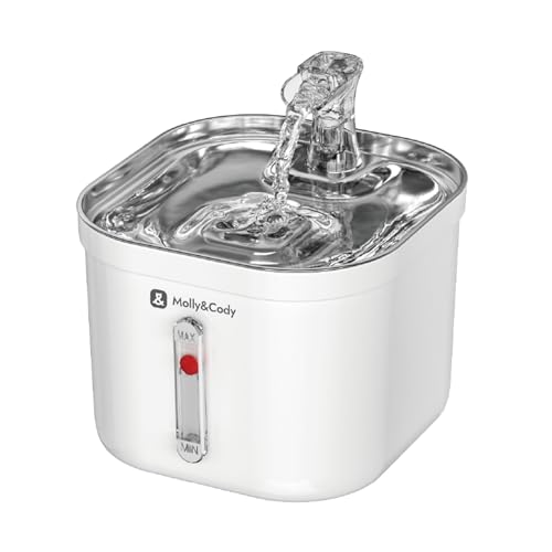Molly&Cody Spring Trinkbrunnen für Katzen & Hunde (2L Wasserkapazität, automatischer Wasserspender, Ultra leise Wasserpumpe, sichtbare Wasserstandanzeige, 3-faches Filtersystem, kompakt, Edelstahl) Molly&Cody Spring Trinkbrunnen für Katzen & Hunde (2L Wasserkapazität, automatischer Wasserspender, Ultra leise Wasserpumpe, sichtbare Wasserstandanzeige, 3-faches Filtersystem, kompakt, Edelstahl) von Molly&Cody