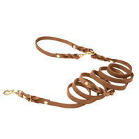 Molly & Stitch Butter 3x verstellbare Leder Hundeleine [Sahara Cognac/Gold - 2 m x 12 mm] von Molly & Stitch