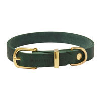 Molly & Stitch "Butter" Leder Hundehalsband [Waldgrün/Gold - L: 36 - 42 cm x 20 mm] von Molly & Stitch