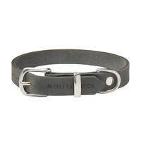 Molly & Stitch "Butter" Leder Hundehalsband [Zeitlos Grau/Silber - M: 32 - 38 cm x  20 mm] von Molly & Stitch