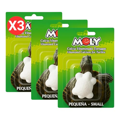 Moly 3 Vitamin-Tabletten für Wasserschildkröten, Futter für Schildkröten, Galapagos und Reptilien, in Wasser löslich, langsame Freisetzung in Schildkröten und Aquarien, stärkt die Schale von Moly