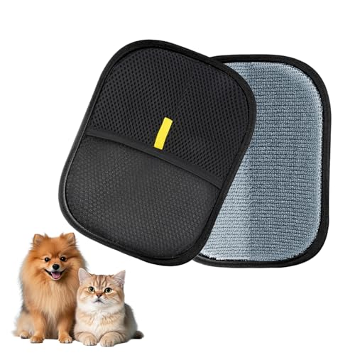 Momowin 2 Stück Tierhaarentferner Handschuh, Katzenhaarentferner, Ideal zum Reinigen von Katzen und Hundehaaren, Wiederverwendbar. von Momowin