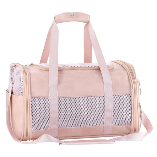 Monanller Modische Hundetragetasche aus Leder, von Fluggesellschaften zugelassen, weiche Seiten, Haustiertasche, Geldbörse für Welpen, Kätzchen, kleine Tiere, Rosa Monanller Modische Hundetragetasche aus Leder, von Fluggesellschaften zugelassen, weiche Seiten, Haustiertasche, Geldbörse für Welpen, Kätzchen, kleine Tiere, Rosa von Monanller