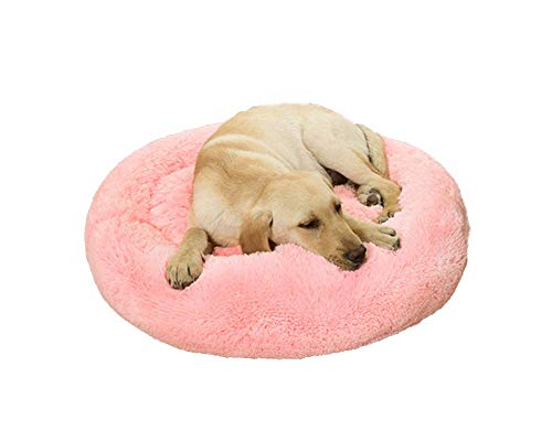 Haustierbett Deluxe, Katzen- Und Hundebett, Super Soft Cushion Round Oder Oval Donut Nesting Cave Bed Schlafbett Für Katzen Und Welpen-70cm-Rosa von Monb