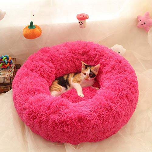 Gemütlich Katzenbett/Hundekörbchen Donut beruhigendes Haustier Komfortbett mit Dicke Füllung Gepolstert Zwinger Waschbar Rund Plüsh Hundesofa von Monba