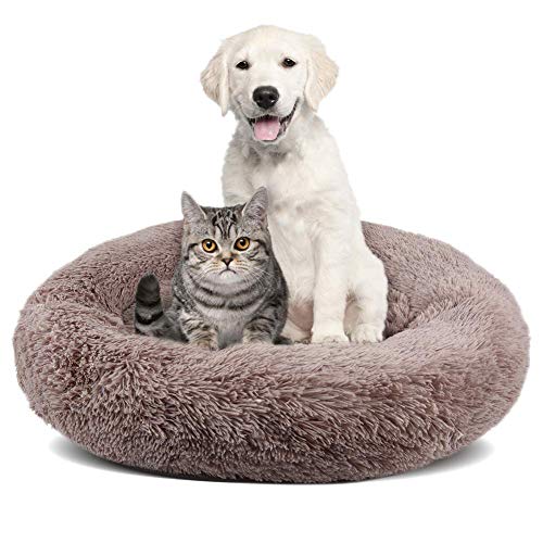 Luxuriöses Snuggle Fur Hundebett mit Abnehmbaren Bezug Katzenkissen für Kleine/Mittlergroße/Übergroße Haustier Warm Schlafsack Kuschelig Donut Nisthöhle Antirutsch Matratze von Monba