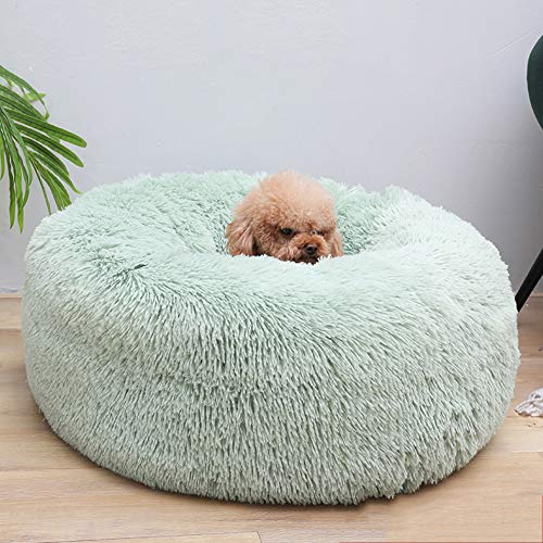 Monba Deluxe Haustierbett Schlafsack Waschbar Weichem Kuscheligem plüsch Hundesofa Hundebett in Doughnut-Form für klein/große Hunde und Katzen-80cm-Grün von Monba