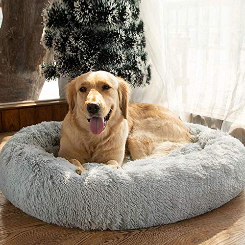 Monba Deluxe großes Hundebett, waschbar, rund, Kissen für große und extra große Hunde, Plüsch, warm, Schlafmatte für Hunde von Monba