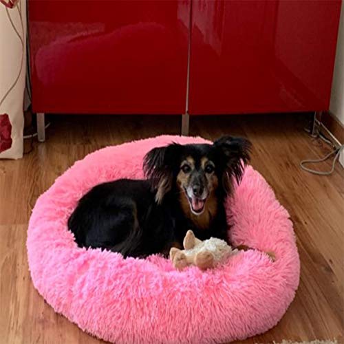 Haustierbett, Hundesofa, warm, Schlafhöhle, rutschfeste Unterseite, maschinenwaschbar, Matratze für mittelgroße und große Hunde, 100 cm, Rosa von Monba