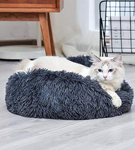 Monba Katzenbett, warme tierbett katzenbett/Katzen bettchen/Katzenschlafenbett in Doughnut-Form/Haustierbett für das Katzenkätzchenschlafen-50cm-Grau von Monba