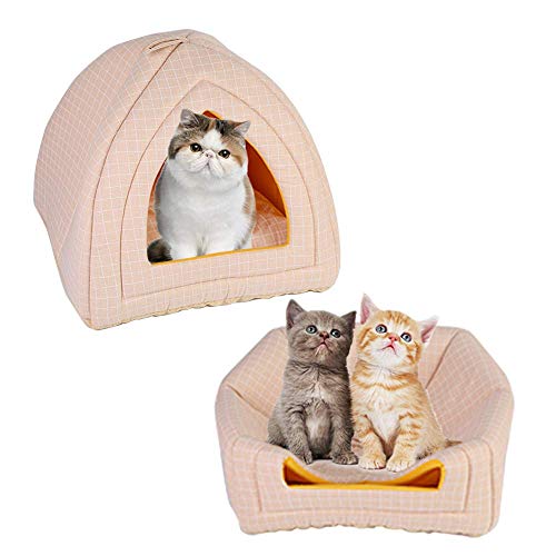 Monba Katzenzelt, Katzenhöhle, geschlossenes Katzennest, 2-in-1-Katzenbett, warm, kuschelig, faltbar, für kleine Katzen, Hund, Kätzchen, Kaninchen von Monba