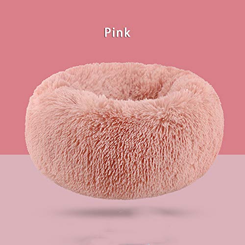 Soft Snuggle Fell-Hundebett, Donut-Kissen, warm, waschbar, rutschfest, für kleine, mittelgroße und große Haustiere, Pink, 60 cm von Monba