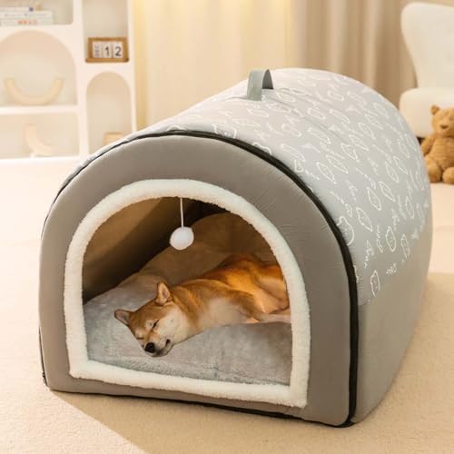 2 in 1 großes Hundebett & Hundehütte, weiches und warmes Kissen, rutschfestes Iglu-Bett für Hunde und Katzen, abnehmbar und waschbar (50 x 40 x 35 cm, Grau) 2 in 1 großes Hundebett & Hundehütte, weiches und warmes Kissen, rutschfestes Iglu-Bett für Hunde und Katzen, abnehmbar und waschbar (50 x 40 x 35 cm, Grau) von Monbaer