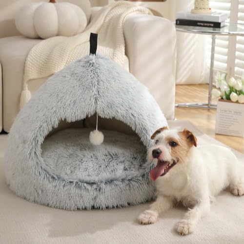 Haustierbett, warmes Katzenhöhle, Plüschzelt, Katzennistbett für Katzen, kleine Hunde, Welpen, mit waschbarem, abnehmbarem Kissen, Tragegriff, rutschfestes Katzenbett, Igluhaus (L: 58 x 58 x 47 cm, Haustierbett, warmes Katzenhöhle, Plüschzelt, Katzennistbett für Katzen, kleine Hunde, Welpen, mit waschbarem, abnehmbarem Kissen, Tragegriff, rutschfestes Katzenbett, Igluhaus (L: 58 x 58 x 47 cm, von Monbaer