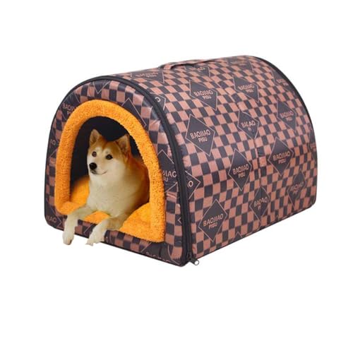 Hundehöhlenbett, 2-in-1, faltbar, mit abnehmbarem Kissen, Anti-Angst, weiches, warmes Katzen-Iglu-Bett, Hundezelt, Haus für Hunde, Welpen, Katzen, Kaninchen, Größe M, 60 x 43 x 40 cm, Farbe E Hundehöhlenbett, 2-in-1, faltbar, mit abnehmbarem Kissen, Anti-Angst, weiches, warmes Katzen-Iglu-Bett, Hundezelt, Haus für Hunde, Welpen, Katzen, Kaninchen, Größe M, 60 x 43 x 40 cm, Farbe E von Monbaer