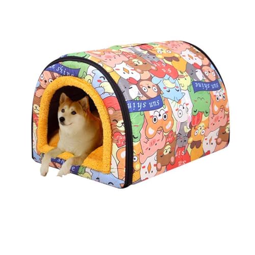 Hundehöhlenbett, 2-in-1, faltbar, mit abnehmbarem Kissen gegen Angst, weich, warm, Katzen-Iglu-Bett, Hundezelt, Haus für Hunde, Welpen, Katzen, Kaninchen, Größe S, 45 x 32 x 35 cm, Farbe G Hundehöhlenbett, 2-in-1, faltbar, mit abnehmbarem Kissen gegen Angst, weich, warm, Katzen-Iglu-Bett, Hundezelt, Haus für Hunde, Welpen, Katzen, Kaninchen, Größe S, 45 x 32 x 35 cm, Farbe G von Monbaer