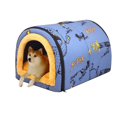 Hundehöhlenbett, Iglu, 2-in-1, faltbares Hundebett, Haus mit abnehmbarem Kissen, warmes Katzenzelt, tragbar, Angstlinderung, Haustierhöhlenbett für Katzen, Welpen, mittelgroße Hunde (L für Haustiere Hundehöhlenbett, Iglu, 2-in-1, faltbares Hundebett, Haus mit abnehmbarem Kissen, warmes Katzenzelt, tragbar, Angstlinderung, Haustierhöhlenbett für Katzen, Welpen, mittelgroße Hunde (L für Haustiere von Monbaer