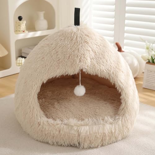 Katzenbett, Iglu-Höhle für Katzen und Hunde, 2-in-1-Dreieck, Haustierzelt, flauschig, Plüsch, beruhigendes Hundebett, Katzennest mit Griff, waschbar, abnehmbares Kissen, Größe S, 45 x 45 x 38 cm, Katzenbett, Iglu-Höhle für Katzen und Hunde, 2-in-1-Dreieck, Haustierzelt, flauschig, Plüsch, beruhigendes Hundebett, Katzennest mit Griff, waschbar, abnehmbares Kissen, Größe S, 45 x 45 x 38 cm, von Monbaer