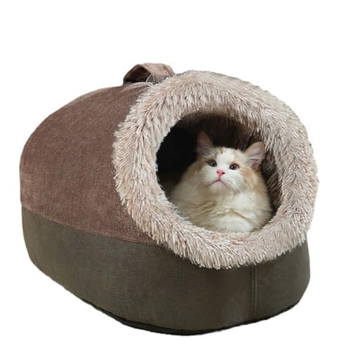Kuschelhöhle für Katzen, Iglu-Haus für Haustiere, mit abnehmbarem Kissen, weiches Haustierbett für Katzen, Kätzchen, Welpen, Kaninchen, Kunstfell, warmes Haustierzelt, Nestbett (45 x 40 x 30 cm, Kuschelhöhle für Katzen, Iglu-Haus für Haustiere, mit abnehmbarem Kissen, weiches Haustierbett für Katzen, Kätzchen, Welpen, Kaninchen, Kunstfell, warmes Haustierzelt, Nestbett (45 x 40 x 30 cm, von Monbaer