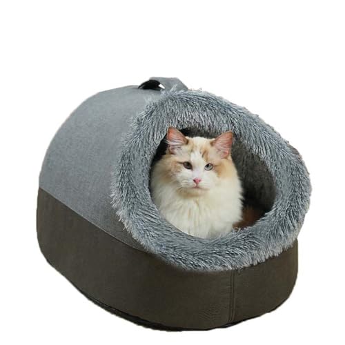 Kuschelhöhle für Katzen, Iglu-Haus für Haustiere, mit abnehmbarem Kissen, weiches Haustierbett für Katzen, Kätzchen, Welpen, Kaninchen, Kunstfell, warmes Haustierzelt, Nestbett (45 x 40 x 30 cm, Grau) Kuschelhöhle für Katzen, Iglu-Haus für Haustiere, mit abnehmbarem Kissen, weiches Haustierbett für Katzen, Kätzchen, Welpen, Kaninchen, Kunstfell, warmes Haustierzelt, Nestbett (45 x 40 x 30 cm, Grau) von Monbaer