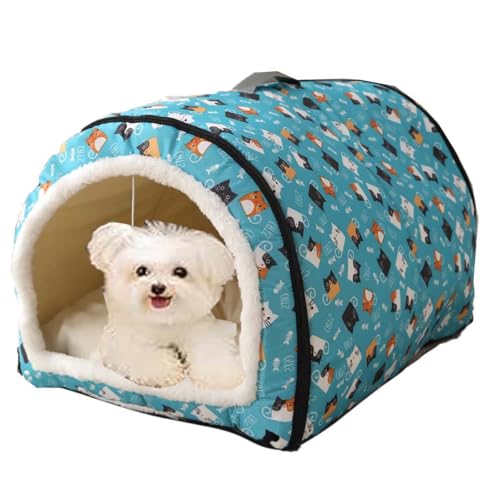 Pet House 2-in-1 faltbares Hundebett, geschlossenes warmes Hunde-Schlafnest mit abnehmbarem Kissen, Anti-Angst, weiches Haustier-beruhigendes Höhlenbett für Katzen, kleine, mittelgroße Hunde (XS: 40 x Pet House 2-in-1 faltbares Hundebett, geschlossenes warmes Hunde-Schlafnest mit abnehmbarem Kissen, Anti-Angst, weiches Haustier-beruhigendes Höhlenbett für Katzen, kleine, mittelgroße Hunde (XS: 40 x von Monbaer