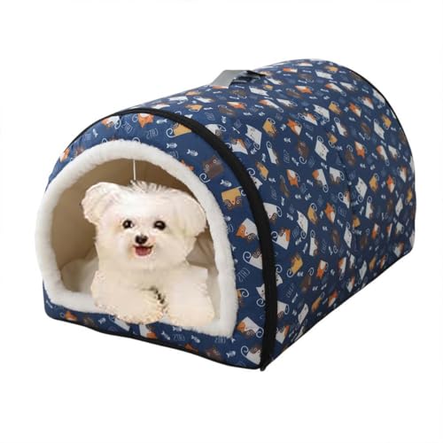 Pet House 2-in-1 faltbares Hundebett, geschlossenes warmes Hunde-Schlafnest mit abnehmbarem Kissen, Anti-Angst, weiches Haustier-beruhigendes Höhlenbett für Katzen, kleine und mittelgroße Hunde, Größe Pet House 2-in-1 faltbares Hundebett, geschlossenes warmes Hunde-Schlafnest mit abnehmbarem Kissen, Anti-Angst, weiches Haustier-beruhigendes Höhlenbett für Katzen, kleine und mittelgroße Hunde, Größe von Monbaer