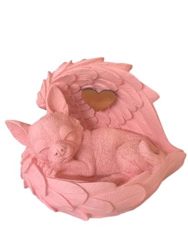 Monello Hundeurne Chihuahua in Engelsflügel Tierurne für Zuhause mit individueller Gravur auf Wunsch bis ca. 5 kg Tiergewicht (Rosa) von Monello