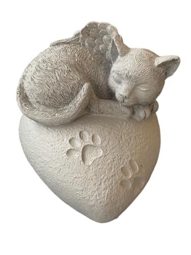 Monello Katzenurne Katze auf Herz bis ca. 9 kg Tiergewicht individuelle Gravur auf Wunsch Katzenurne für Zuhause (Hellgrau) von Monello