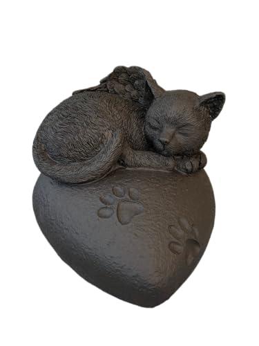 Monello Katzenurne Katze auf Herz bis ca. 9 kg Tiergewicht individuelle Gravur auf Wunsch Katzenurne für Zuhause (Schwarz) von Monello