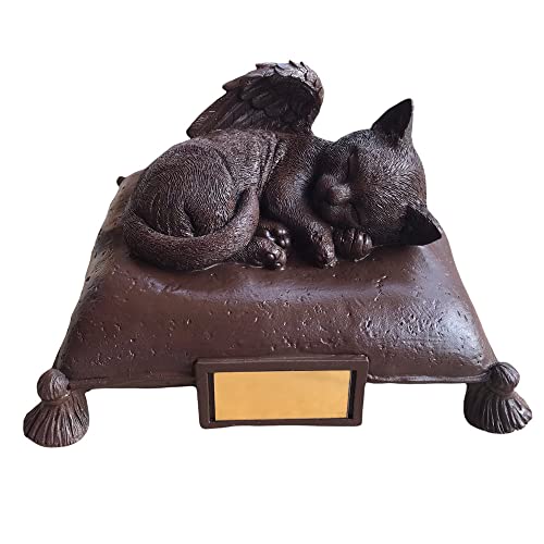 Monello Katzenurne Katze auf Kissen bis ca. 15 kg Tiergewicht individuelle Gravur auf Wunsch Katzenurne für Zuhause (Schokobraun) von Monello
