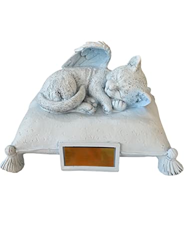Monello Katzenurne Katze auf Kissen bis ca. 15 kg Tiergewicht individuelle Gravur auf Wunsch Katzenurne für Zuhause (SkyBlue) von Monello