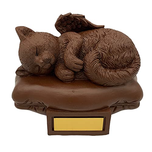 Monello Katzenurne Katze auf Kissen bis ca. 12 kg Tiergewicht individuelle Gravur auf Wunsch Katzenurne für Zuhause (Schokobraun) von Monello