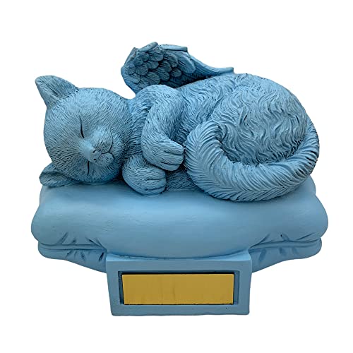 Monello Katzenurne Katze auf Kissen bis ca. 12 kg Tiergewicht individuelle Gravur auf Wunsch Katzenurne für Zuhause (SkyBlue) von Monello