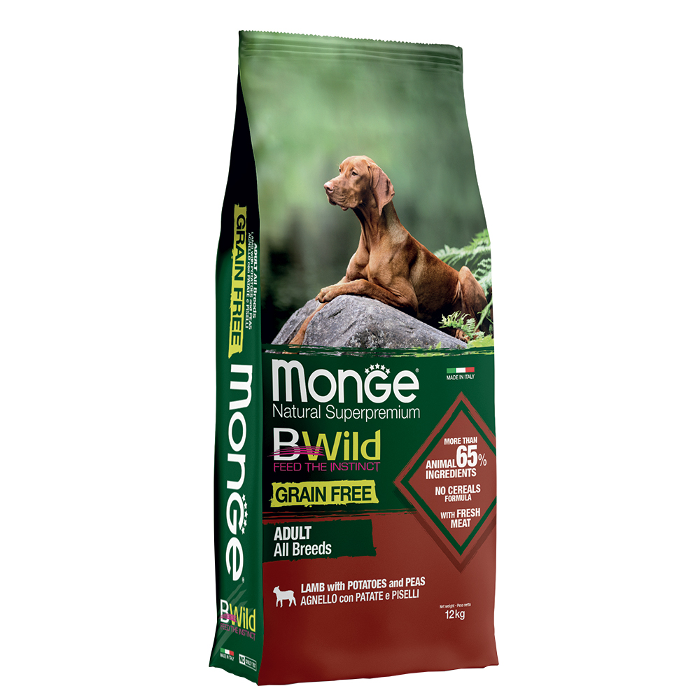 Monge Bwild Grain Free All Breeds Lamm mit Kartoffeln und Erbsen - 12 kg von Monge Grain Free Dog