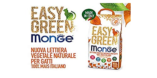 Monge Easy Green Mais Katzen Reptilien Cat 10 Liter Bioabbaubar WC 2/3/6 Säcke Gratuita, Hygienestreu für Katzen von Monge Green MAIS italiano