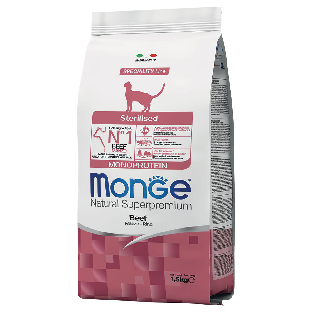 Monge Monoprotein Sterilized für Katzen - Sparpaket: 3 x 1,5 kg von Monge Superpremium Cat