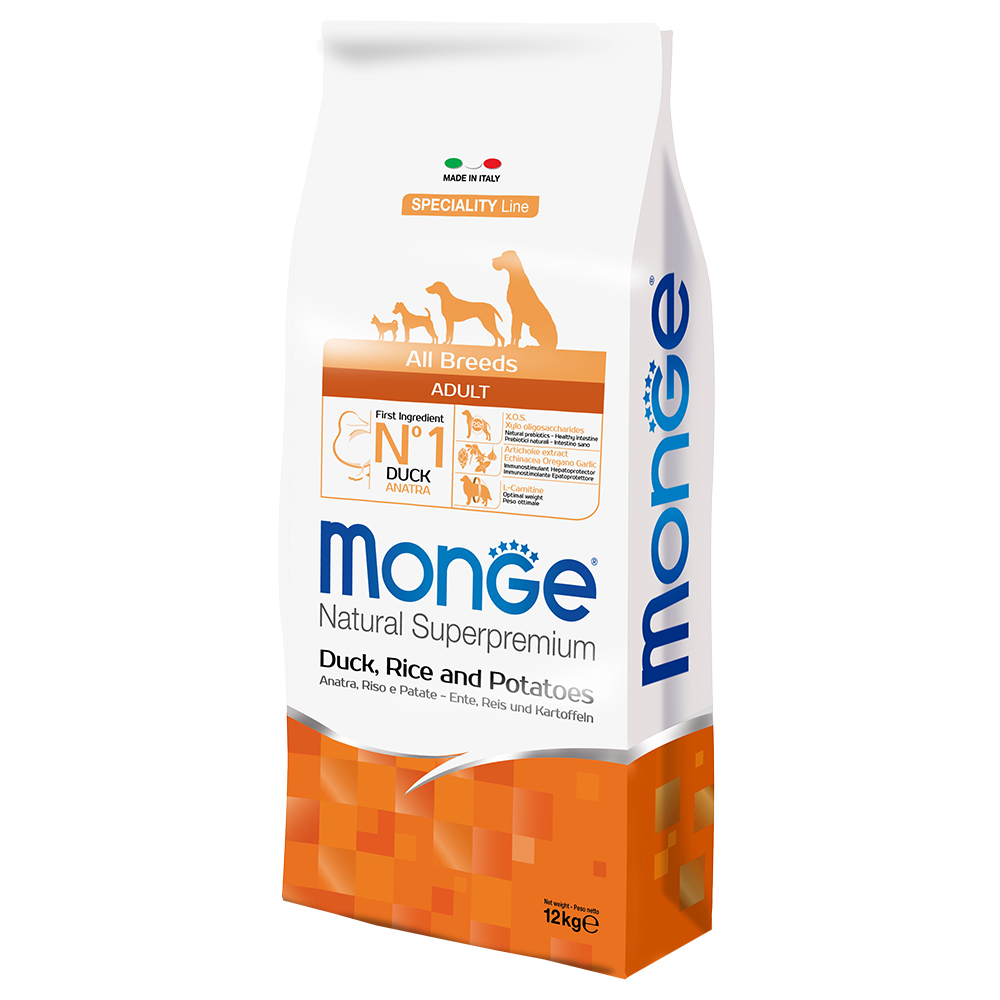 Monge Superpremium All Breeds Adult Ente, Reis & Kartoffel - 12 kg von Monge Superpremium Dog