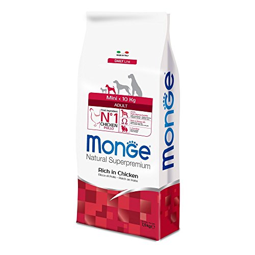 Monge Natural Superpremium Adult Rich IN Chicken, Hundefutter für alle Rassen (Trockenfutter für Hunde unter 10 kg, mit Huhn, sehr Ballaststoff- & Vitaminreich, 7,5 kg) von Monge