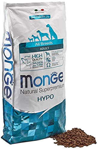 Monge Hypo Adult Salmon and Tuna, Hundefutter für alle Rassen (Hypoallergen Trockenfutter für Hunde mit Lachs und Thunfisch, Hundefutter für Sensible Hundemägen, sehr Nährstoffreich, Inhalt: 2,5 kg) von Monge