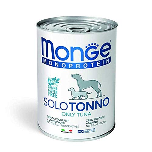 MONGE monoproteico nur Thunfisch Lebensmittel feuchten für Hunde 12 x 400 gr MONGE monoproteico nur Thunfisch Lebensmittel feuchten für Hunde 12 x 400 gr von Monge