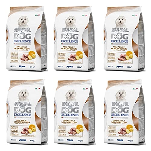 Monge 6X Special Dog Excellence Italian Superpremium Mini Adult Monoprotein Agnello Con Riso, Patate e Agrumi Lamm mit Reis, Kartoffeln und Zitrus 800g von Monge