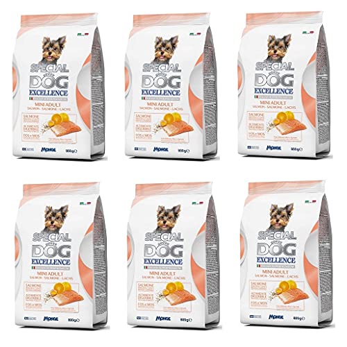 Monge 6X Special Dog Excellence Italian Superpremium Mini Adult Salmone,Riso e Agrumi Lachs, Reis und Zitrus 800g von Monge