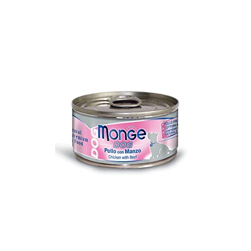 Monge Dog Chicken with Beef, Nassfutter für Erwachsene Hunde (Ergänzungsfuttermittel aus Huhn mit Rindfleisch, hochwertige Qualität, ohne Zusatz von Konservierungsstoffen, glutenfrei, 95 g) von Monge