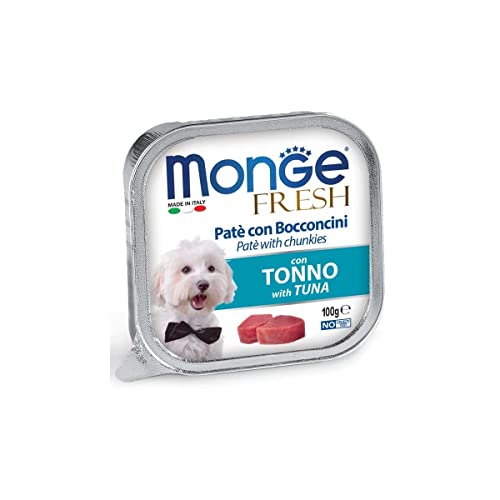 Monge Fresh Adult Con TONNO with Tuna, Nassfutter für Hunde (Hundefutter aus Thunfisch, ausgewogenes Nassfutter mit hoher Verdaulichkeit, sehr Ballaststoff- & Vitaminreich, 100 g) von Monge