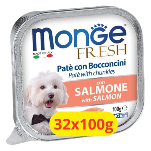 Monge Fresh Feuchte Hundepastete mit Leckerlis mit Lachs - 32 x 100 g Monge Fresh Feuchte Hundepastete mit Leckerlis mit Lachs - 32 x 100 g von Monge