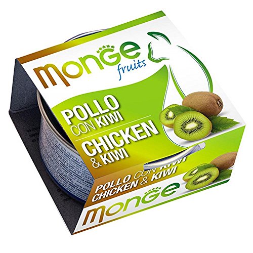 Monge Fruits Adult Chicken with Kiwi, Nassfutter für Erwachsene Katzen (Katzenfutter aus Huhn und Kiwi, Vitaminquelle, schmackhafte Rezeptur, ohne Farb- und Konservierungsstoffe, 80 g) von Monge