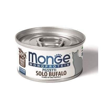 Monge Monoprotein Buffalo, Nassfutter für Katzen (hochwertiges Katzenfutter aus Büffel, ausgewogenes Nassfutter, hochverdauliches Futter, Eiweißquelle, getreidefrei, 80 g) von Monge