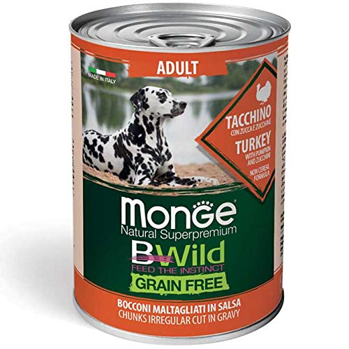 Monge Nassfutter für Hunde, Bwild Getreide, frei für Erwachsene, Truthahn, Kürbis, 400 x 24 Stück Monge Nassfutter für Hunde, Bwild Getreide, frei für Erwachsene, Truthahn, Kürbis, 400 x 24 Stück von Monge